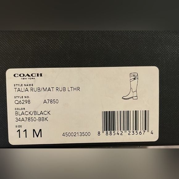 🖤🌧Coach🌧🖤 | HTF Size: 11 | Talia Tall Shiny Black Rain Boots | Gold Turnlock - Picture 8 of 12